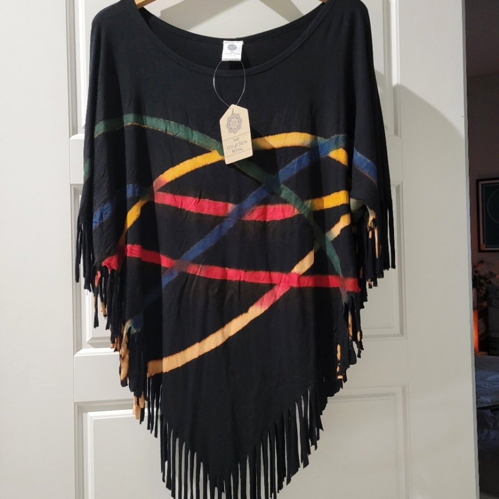 Multicolored and black poncho top by The Collection Royal, free size